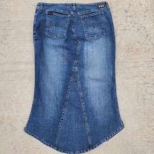 Mudd Y2K Denim Jean Low‎ Rise Long Maxi Skirt, Womens Sz 13